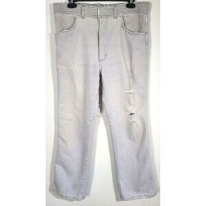 Wrangler Jeans 35x28 Made In USA Light Fade Flex Fit Waistband Mens Hook Closure